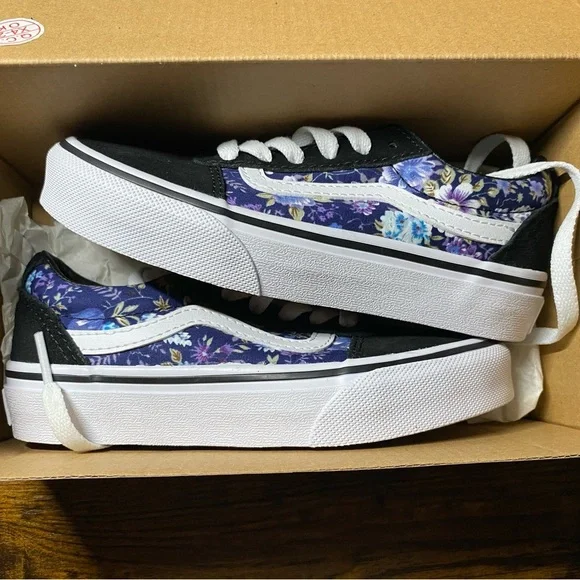 Vans kids Wade shoes in purple floral Size-12 - Picture 7 of 12